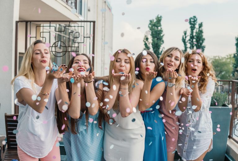 Beautiful Women Friends Having Fun At Bachelorette Party